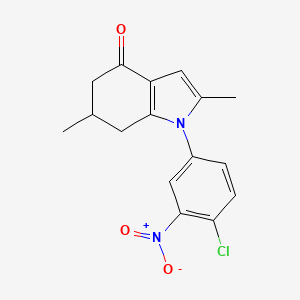 molecular formula C16H15ClN2O3 B2608697 1-(4-Chloro-3-nitrophenyl)-2,6-dimethyl-5,6,7-trihydroindol-4-one CAS No. 1022675-06-4