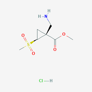 molecular formula C7H14ClNO4S B2608702 methyl (1S,2S)-1-(aminomethyl)-2-methanesulfonylcyclopropane-1-carboxylate hydrochloride CAS No. 2094270-75-2
