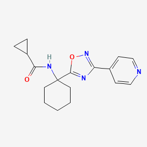 molecular formula C17H20N4O2 B2608710 N-(1-(3-(pyridin-4-yl)-1,2,4-oxadiazol-5-yl)cyclohexyl)cyclopropanecarboxamide CAS No. 1421583-95-0