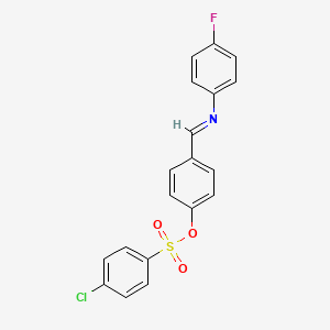 molecular formula C19H13ClFNO3S B2608722 4-{[(4-Fluorophenyl)imino]methyl}phenyl 4-chlorobenzenesulfonate CAS No. 331460-70-9