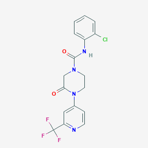 molecular formula C17H14ClF3N4O2 B2608725 N-(2-Chlorophenyl)-3-oxo-4-[2-(trifluoromethyl)pyridin-4-yl]piperazine-1-carboxamide CAS No. 2380171-62-8