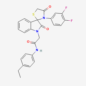 molecular formula C26H21F2N3O3S B2608735 2-(3'-(3,4-二氟苯基)-2,4'-二氧代螺并[吲哚啉-3,2'-噻唑烷]-1-基)-N-(4-乙基苯基)乙酰胺 CAS No. 894562-64-2