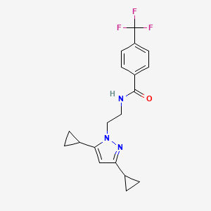 molecular formula C19H20F3N3O B2608751 N-[2-(3,5-dicyclopropyl-1H-pyrazol-1-yl)ethyl]-4-(trifluoromethyl)benzamide CAS No. 2309733-01-3