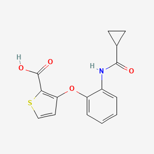 molecular formula C15H13NO4S B2608775 3-{2-[(Cyclopropylcarbonyl)amino]phenoxy}-2-thiophenecarboxylic acid CAS No. 900019-10-5