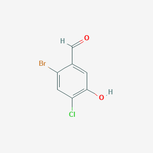 molecular formula C7H4BrClO2 B2608776 2-溴-4-氯-5-羟基苯甲醛 CAS No. 2092689-21-7