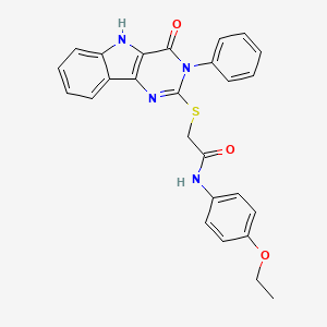 molecular formula C26H22N4O3S B2608781 N-(4-ethoxyphenyl)-2-((4-oxo-3-phenyl-4,5-dihydro-3H-pyrimido[5,4-b]indol-2-yl)thio)acetamide CAS No. 536703-62-5