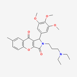 molecular formula C28H34N2O6 B2608787 2-(3-(Diethylamino)propyl)-7-methyl-1-(3,4,5-trimethoxyphenyl)-1,2-dihydrochromeno[2,3-c]pyrrole-3,9-dione CAS No. 893352-59-5