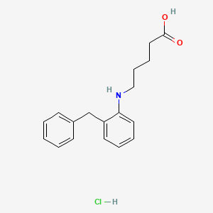 molecular formula C18H22ClNO2 B2608792 5-[(2-苯甲基苯基)氨基]戊酸盐酸盐 CAS No. 1797262-00-0