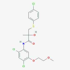 molecular formula C19H20Cl3NO4S B2608811 3-[(4-chlorophenyl)sulfanyl]-N-[2,4-dichloro-5-(2-methoxyethoxy)phenyl]-2-hydroxy-2-methylpropanamide CAS No. 866136-33-6