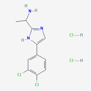 molecular formula C11H13Cl4N3 B2608830 1-[4-(3,4-二氯苯基)-1H-咪唑-2-基]乙胺二盐酸盐 CAS No. 1394685-74-5