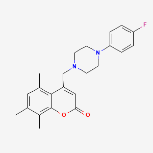 molecular formula C23H25FN2O2 B2608852 4-[[4-(4-氟苯基)哌嗪-1-基]甲基]-5,7,8-三甲基色满-2-酮 CAS No. 849922-68-5