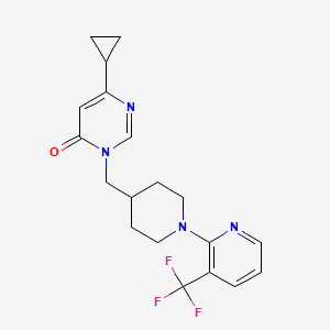 molecular formula C19H21F3N4O B2608860 6-环丙基-3-({1-[3-(三氟甲基)吡啶-2-基]哌啶-4-基}甲基)-3,4-二氢嘧啶-4-酮 CAS No. 2097873-33-9