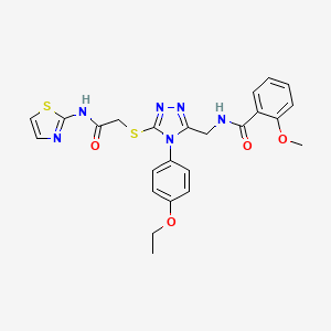 molecular formula C24H24N6O4S2 B2608861 N-((4-(4-乙氧苯基)-5-((2-氧代-2-(噻唑-2-ylamino)乙基)硫代)-4H-1,2,4-三唑-3-基)甲基)-2-甲氧基苯甲酰胺 CAS No. 309940-51-0