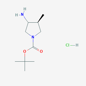 molecular formula C10H21ClN2O2 B2608863 叔丁基(4S)-3-氨基-4-甲基吡咯烷-1-羧酸盐；盐酸盐 CAS No. 2377915-61-0