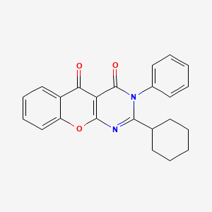 molecular formula C23H20N2O3 B2608874 2-cyclohexyl-3-phenyl-3H-chromeno[2,3-d]pyrimidine-4,5-dione CAS No. 896820-88-5