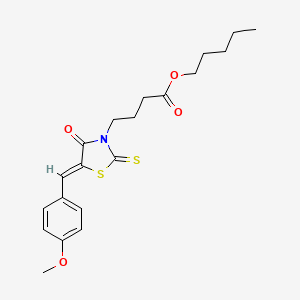 molecular formula C20H25NO4S2 B2608918 戊基4-[(5Z)-5-[(4-甲氧基苯基)亚甲基]-4-氧代-2-硫代亚甲基-1,3-噻唑烷-3-基]丁酸酯 CAS No. 265098-96-2