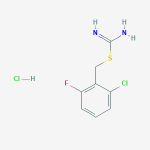 molecular formula C8H9Cl2FN2S B2608937 {[(2-Chloro-6-fluorophenyl)methyl]sulfanyl}methanimidamide hydrochloride CAS No. 477708-89-7