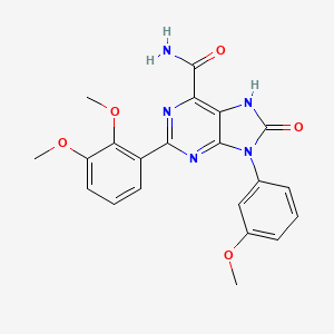 molecular formula C21H19N5O5 B2608944 2-(2,3-二甲氧基苯基)-9-(3-甲氧基苯基)-8-氧代-8,9-二氢-7H-嘌呤-6-甲酰胺 CAS No. 899970-85-5