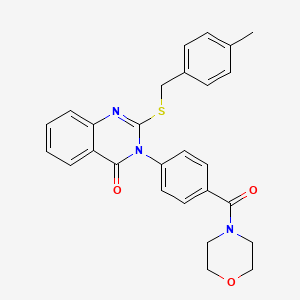 molecular formula C27H25N3O3S B2608947 2-[(4-Methylphenyl)methylsulfanyl]-3-[4-(morpholine-4-carbonyl)phenyl]quinazolin-4-one CAS No. 451467-37-1