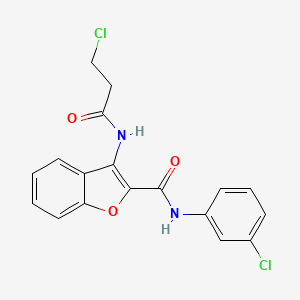 molecular formula C18H14Cl2N2O3 B2608948 N-(3-chlorophenyl)-3-(3-chloropropanamido)benzofuran-2-carboxamide CAS No. 888464-40-2
