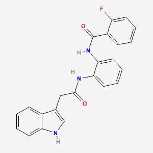 molecular formula C23H18FN3O2 B2608958 N-(2-(2-(1H-indol-3-yl)acetamido)phenyl)-2-fluorobenzamide CAS No. 1203154-35-1