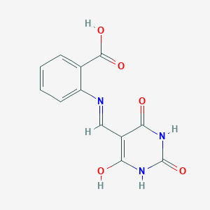 molecular formula C12H9N3O5 B2608970 2-{[(2,4,6-Trioxo-1,3-diazinan-5-ylidene)methyl]amino}benzoic acid CAS No. 382173-94-6