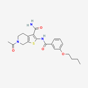 molecular formula C21H25N3O4S B2608971 6-Acetyl-2-(3-butoxybenzamido)-4,5,6,7-tetrahydrothieno[2,3-c]pyridine-3-carboxamide CAS No. 864927-85-5