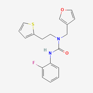 molecular formula C18H17FN2O2S B2608976 3-(2-氟苯基)-1-(呋喃-3-基甲基)-1-(2-(噻吩-2-基)乙基)脲 CAS No. 1421515-17-4