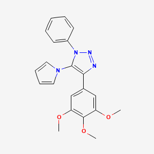 molecular formula C21H20N4O3 B2609006 1-phenyl-5-(1H-pyrrol-1-yl)-4-(3,4,5-trimethoxyphenyl)-1H-1,2,3-triazole CAS No. 2415453-20-0