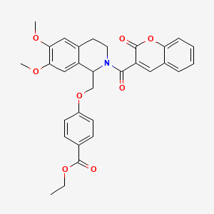 ethyl 4-((6,7-dimethoxy-2-(2-oxo-2H-chromene-3-carbonyl)-1,2,3,4-tetrahydroisoquinolin-1-yl)methoxy)benzoate