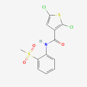 molecular formula C12H9Cl2NO3S2 B2609012 2,5-dichloro-N-(2-(methylsulfonyl)phenyl)thiophene-3-carboxamide CAS No. 920354-25-2