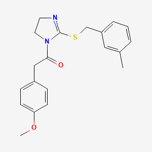 molecular formula C20H22N2O2S B2609017 2-(4-methoxyphenyl)-1-(2-((3-methylbenzyl)thio)-4,5-dihydro-1H-imidazol-1-yl)ethanone CAS No. 851803-64-0