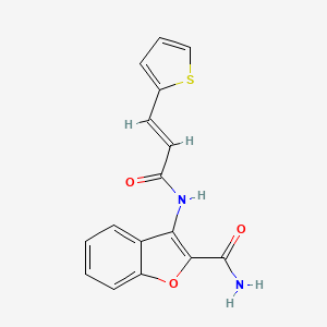 molecular formula C16H12N2O3S B2609022 (E)-3-(3-(thiophen-2-yl)acrylamido)benzofuran-2-carboxamide CAS No. 399000-48-7