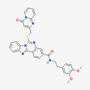 N-(3,4-dimethoxyphenethyl)-6-(((4-oxo-4H-pyrido[1,2-a]pyrimidin-2-yl)methyl)thio)benzo[4,5]imidazo[1,2-c]quinazoline-3-carboxamide