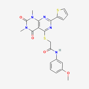 2-((6,8-dimethyl-5,7-dioxo-2-(thiophen-2-yl)-5,6,7,8-tetrahydropyrimido[4,5-d]pyrimidin-4-yl)thio)-N-(3-methoxyphenyl)acetamide