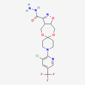 molecular formula C17H19ClF3N5O4 B2609037 4,5-Bis(hydroxymethyl)-3-hydrazido-4,5-dihydroisoxazole-1-(2-(3-chloro-5-trifluoromethyl)pyridyl)piperid-4-one acetal CAS No. 303152-99-0