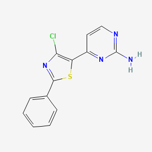 molecular formula C13H9ClN4S B2609040 4-(4-Chloro-2-phenyl-1,3-thiazol-5-yl)pyrimidin-2-amine CAS No. 499796-13-3