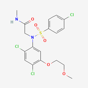 molecular formula C18H19Cl3N2O5S B2609064 2-(N-(4-chlorophenylsulfonyl)-2,4-dichloro-5-(2-methoxyethoxy)phenylamino)-N-methylacetamide CAS No. 338967-67-2
