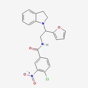 4-chloro-N-(2-(furan-2-yl)-2-(indolin-1-yl)ethyl)-3-nitrobenzamide