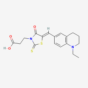 molecular formula C18H20N2O3S2 B2609091 (Z)-3-(5-((1-ethyl-1,2,3,4-tetrahydroquinolin-6-yl)methylene)-4-oxo-2-thioxothiazolidin-3-yl)propanoic acid CAS No. 924838-93-7