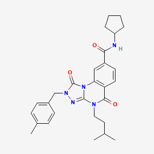 molecular formula C28H33N5O3 B2609094 N-cyclopentyl-2-(4-methylbenzyl)-4-(3-methylbutyl)-1,5-dioxo-1,2,4,5-tetrahydro[1,2,4]triazolo[4,3-a]quinazoline-8-carboxamide CAS No. 1242866-31-4