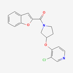 molecular formula C18H15ClN2O3 B2609106 Benzofuran-2-yl(3-((3-chloropyridin-4-yl)oxy)pyrrolidin-1-yl)methanone CAS No. 2034447-37-3