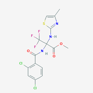 molecular formula C15H12Cl2F3N3O3S B260911 Methyl 2-[(2,4-dichlorobenzoyl)amino]-3,3,3-trifluoro-2-[(4-methyl-1,3-thiazol-2-yl)amino]propanoate 