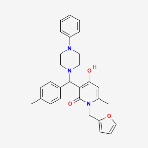 molecular formula C29H31N3O3 B2609115 1-(2-furylmethyl)-4-hydroxy-6-methyl-3-[(4-methylphenyl)(4-phenylpiperazin-1-yl)methyl]pyridin-2(1H)-one CAS No. 939233-42-8