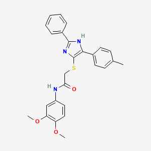 N-(3,4-dimethoxyphenyl)-2-((2-phenyl-5-(p-tolyl)-1H-imidazol-4-yl)thio)acetamide