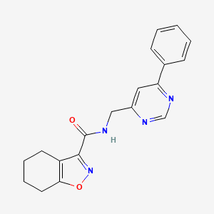 molecular formula C19H18N4O2 B2609133 N-((6-phenylpyrimidin-4-yl)methyl)-4,5,6,7-tetrahydrobenzo[d]isoxazole-3-carboxamide CAS No. 2319786-85-9