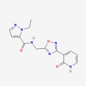 1-ethyl-N-((3-(2-oxo-1,2-dihydropyridin-3-yl)-1,2,4-oxadiazol-5-yl)methyl)-1H-pyrazole-5-carboxamide