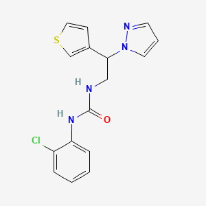 molecular formula C16H15ClN4OS B2609148 1-(2-chlorophenyl)-3-[2-(1H-pyrazol-1-yl)-2-(thiophen-3-yl)ethyl]urea CAS No. 2097867-73-5