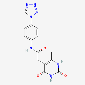 molecular formula C14H13N7O3 B2609151 N-(4-(1H-tetrazol-1-yl)phenyl)-2-(6-methyl-2,4-dioxo-1,2,3,4-tetrahydropyrimidin-5-yl)acetamide CAS No. 1171138-15-0