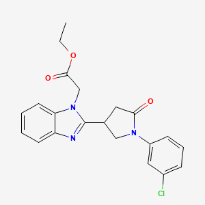 ethyl {2-[1-(3-chlorophenyl)-5-oxopyrrolidin-3-yl]-1H-benzimidazol-1-yl}acetate